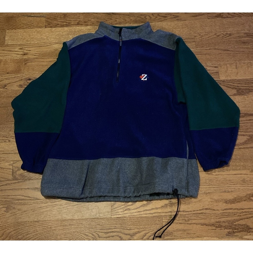 VINTAGE Jerzees Sweater Men's  Large Multicolor Colorblock Retro Fleece Pullover